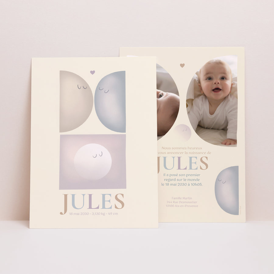 Faire-part Naissance Portrait Demi lune photo