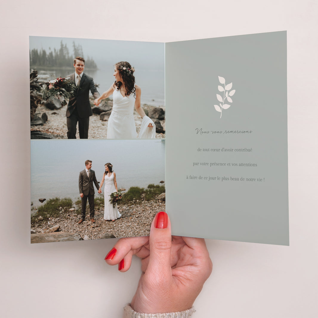 Remerciements Mariage Portrait double volet Douceur romantique photo N° 2