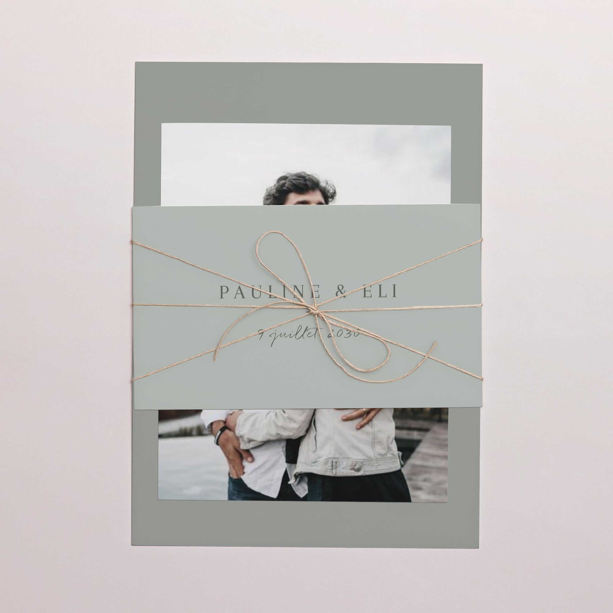 Faire-part Mariage 3 cartes, ruban Douceur romantique photo N° 1