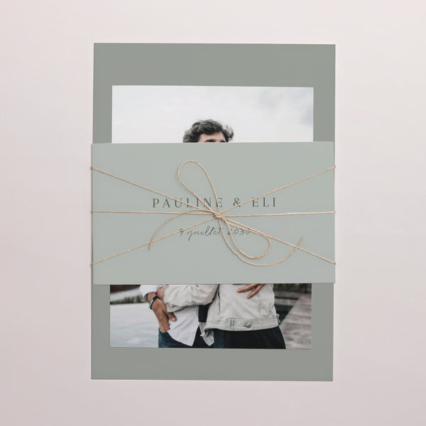 Faire-part Mariage 3 cartes, ruban Douceur romantique photo