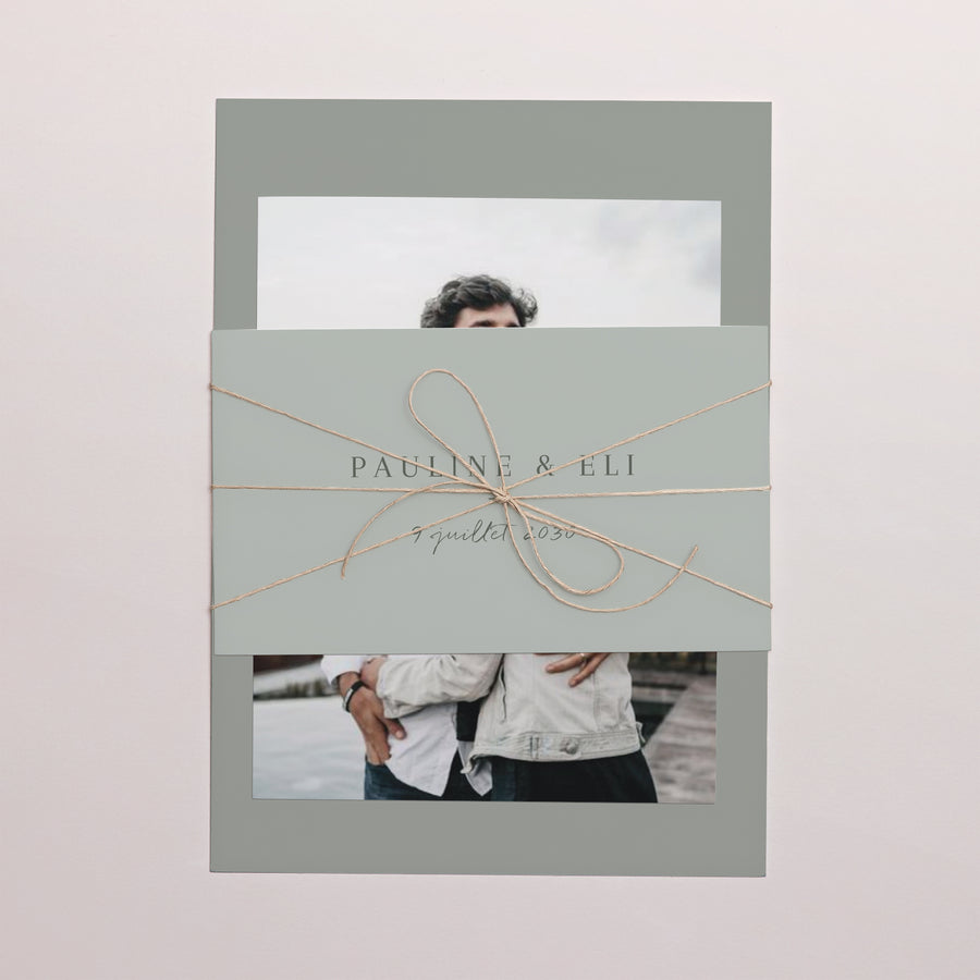 Faire-part Mariage 3 cartes, ruban Douceur romantique photo