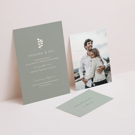 Faire-part Mariage 3 cartes, ruban Douceur romantique