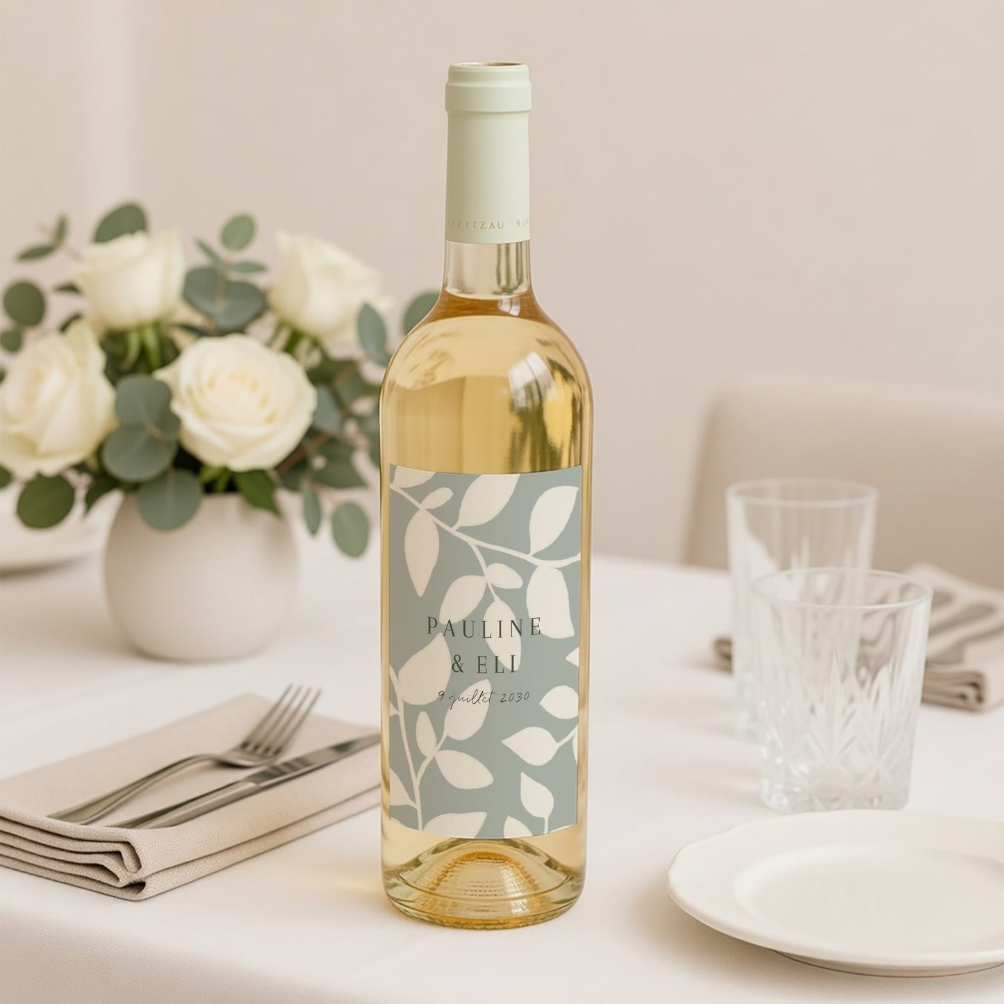 Etiquette bouteille Mariage Portrait Douceur romantique photo N° 2