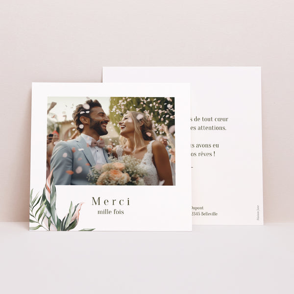 Remerciements Mariage Carré Végétal en miroir photo