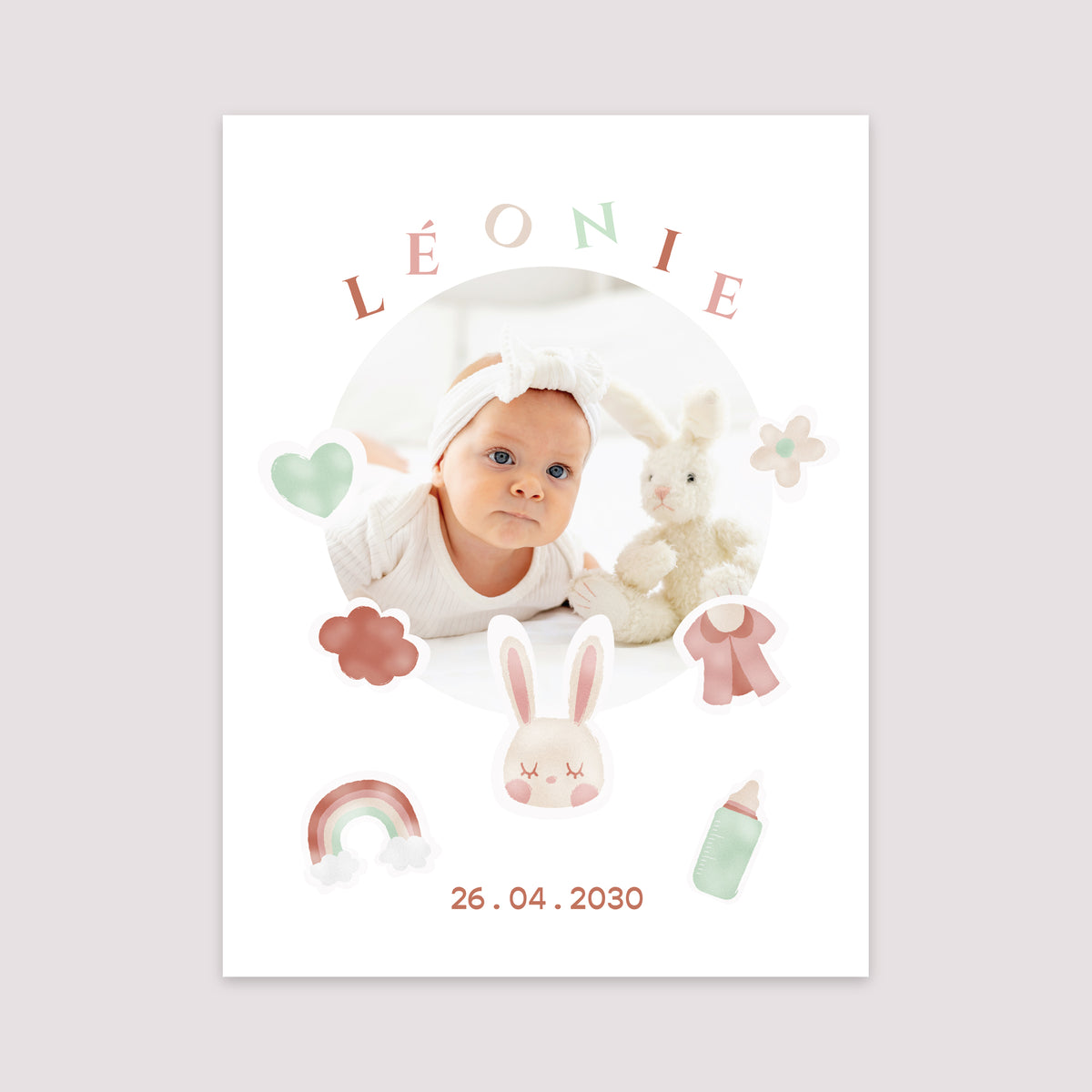 Affiche Naissance Portrait 30 x 40 cm Douceur Pastel photo N° 2