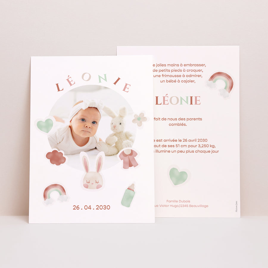 Faire-part Naissance Portrait Douceur Pastel photo