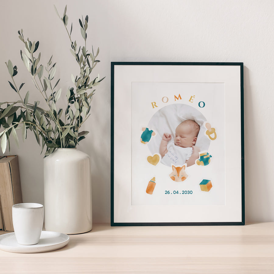 Affiche Naissance Portrait Douceur Pastel II photo
