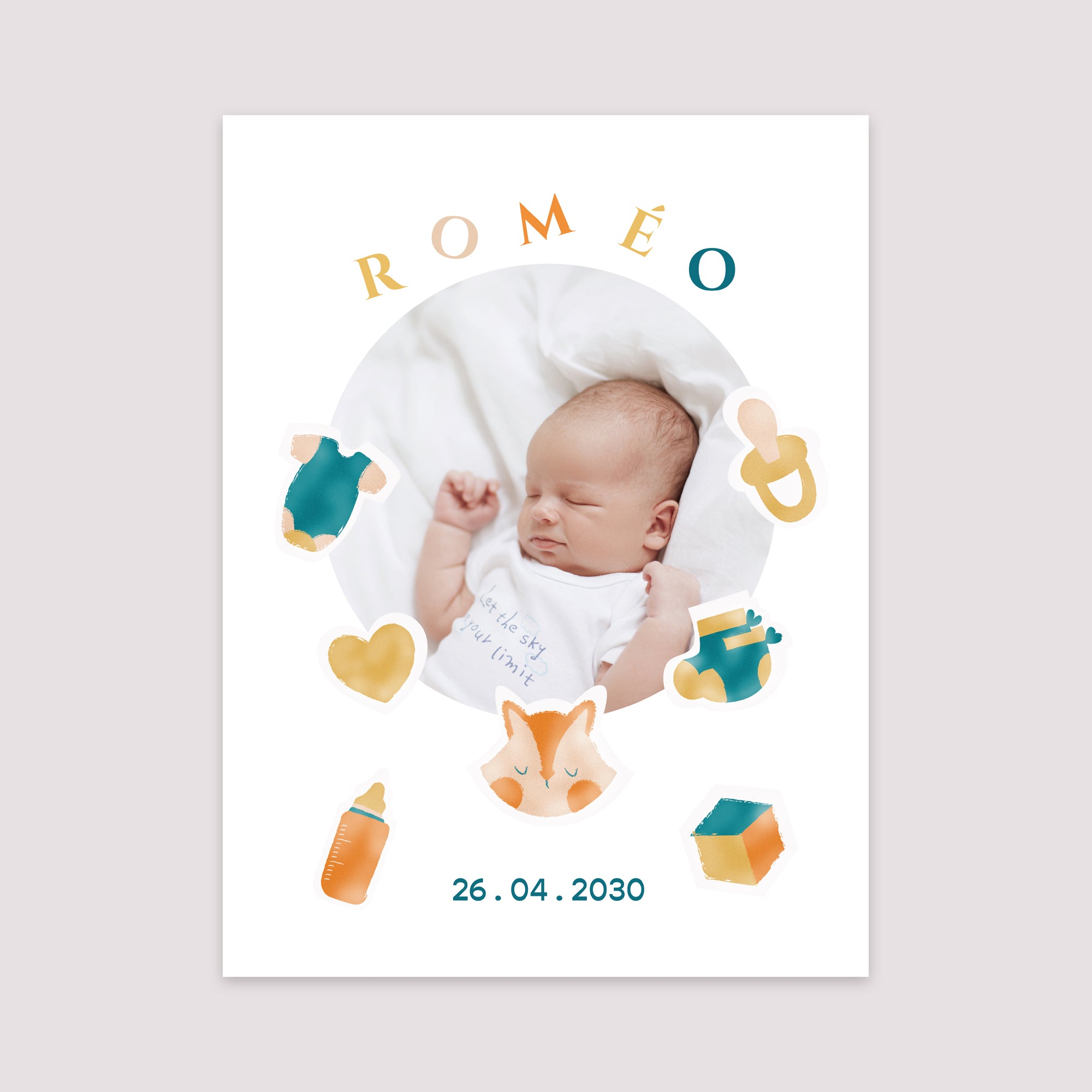 Affiche Naissance Portrait 30 x 40 cm Douceur Pastel II photo N° 2