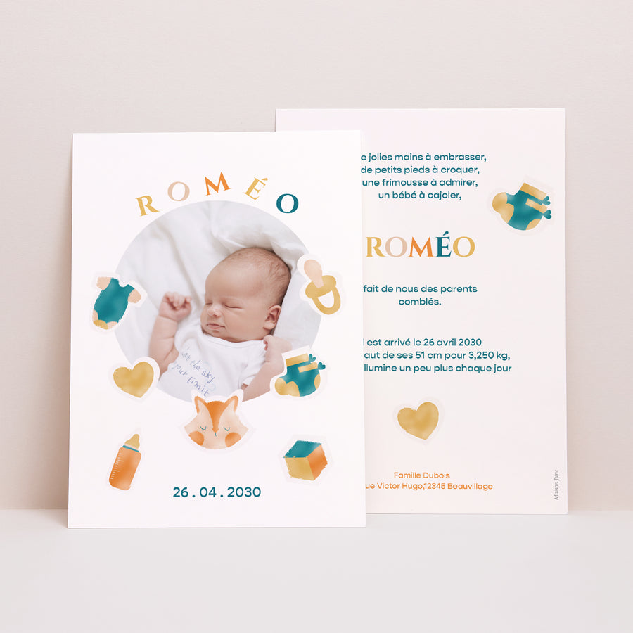 Faire-part Naissance Portrait Douceur Pastel II photo