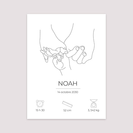Affiche Naissance Portrait 30 x 40 cm Ensemble pour toujours