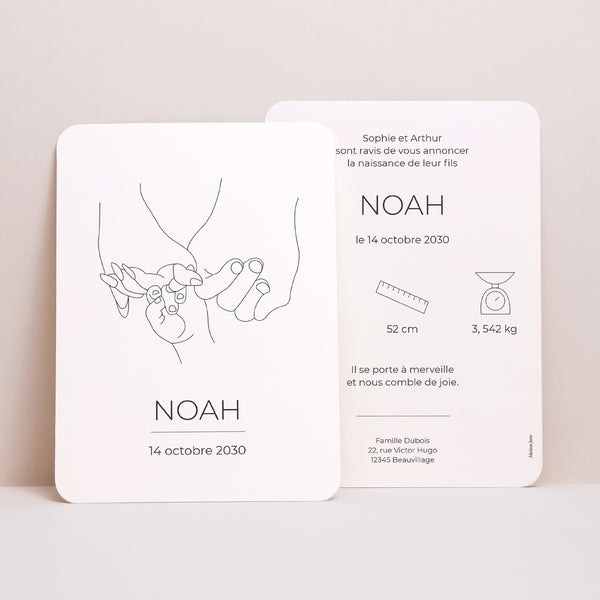 Faire-part Naissance Portrait, bords arrondis Ensemble pour toujours photo