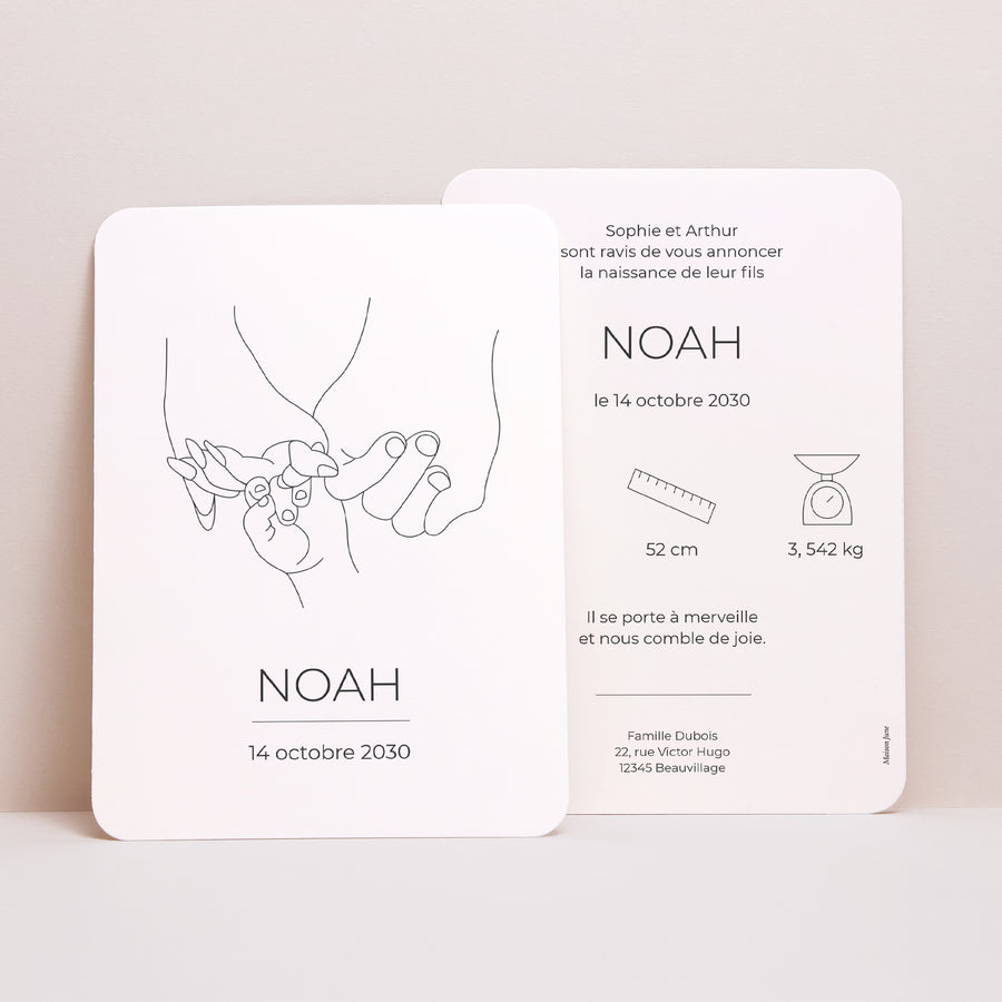 Faire-part Naissance Portrait, bords arrondis Ensemble pour toujours photo