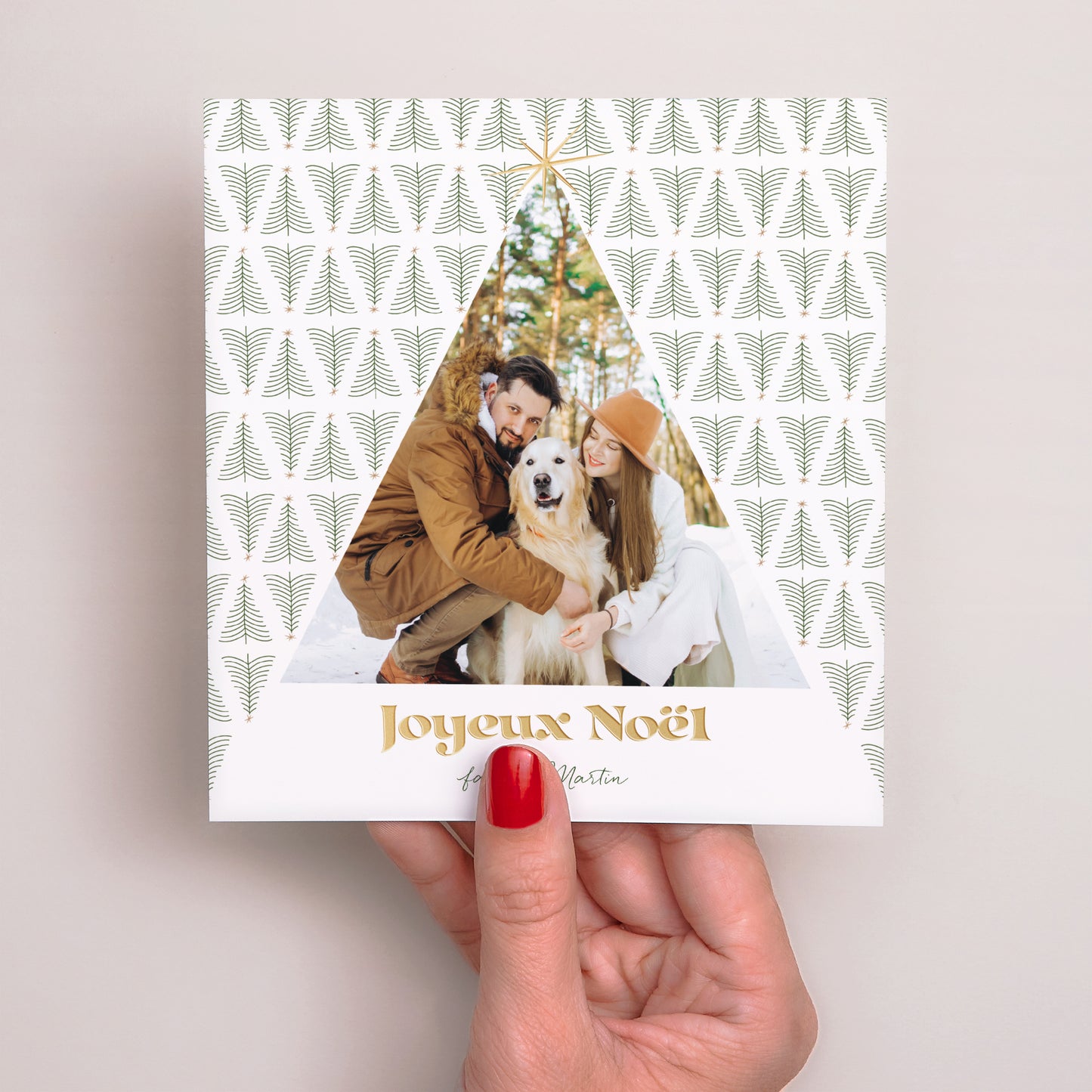 Carte de Noel Fin d'année Carré Forêt de fêtes photo N° 2