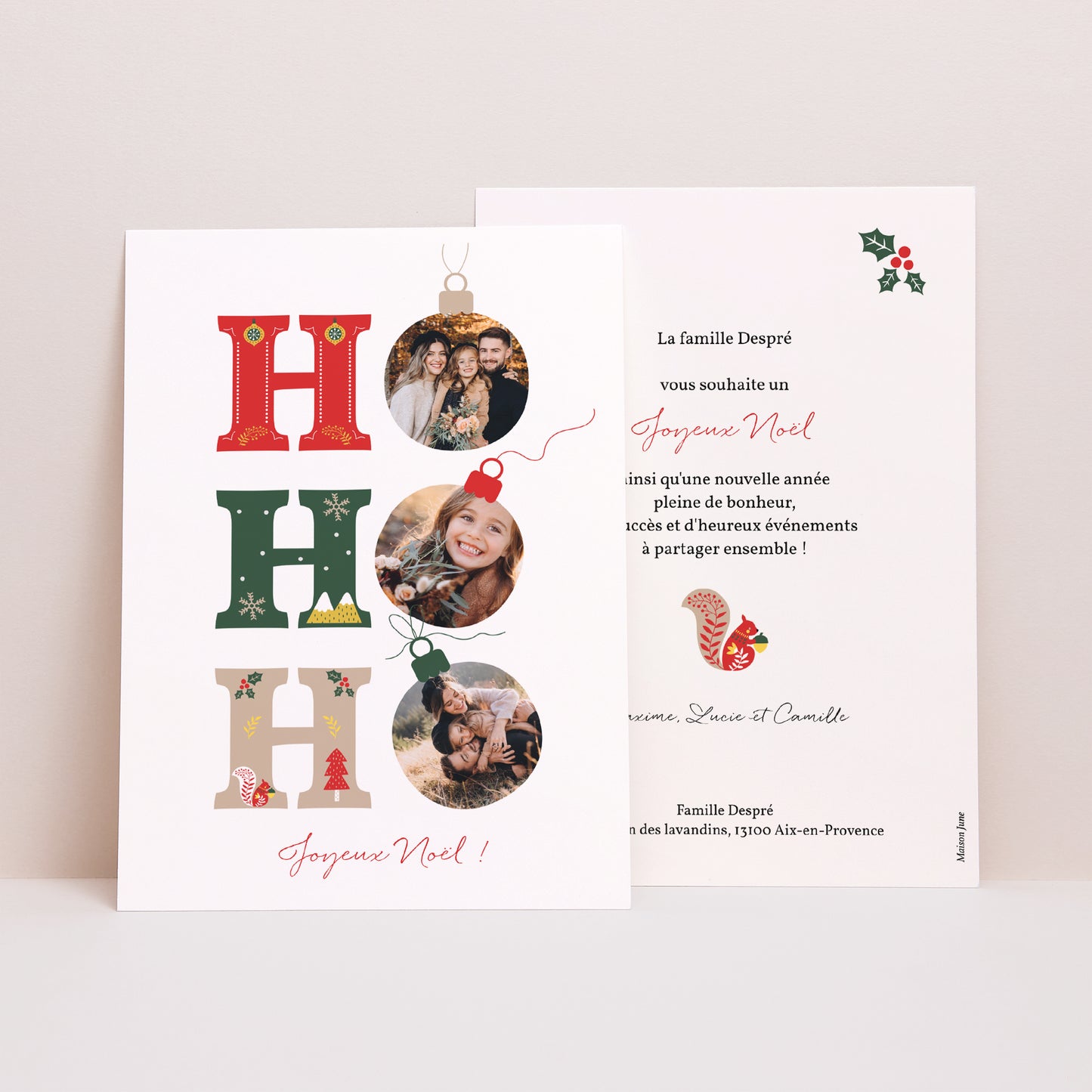 Carte de Noel Fin d'année Portrait Ho ho ho rouge photo N° 1