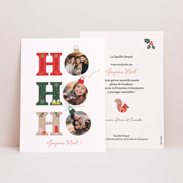 Carte de Noel Fin d'année Portrait Ho ho ho rouge photo