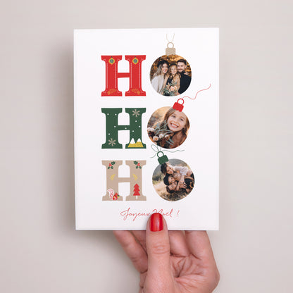 Carte de Noel Fin d'année Portrait Ho ho ho rouge photo N° 2