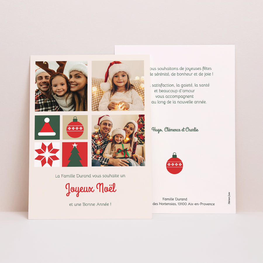 Carte de voeux Fin d'année Portrait Noël quadri photo