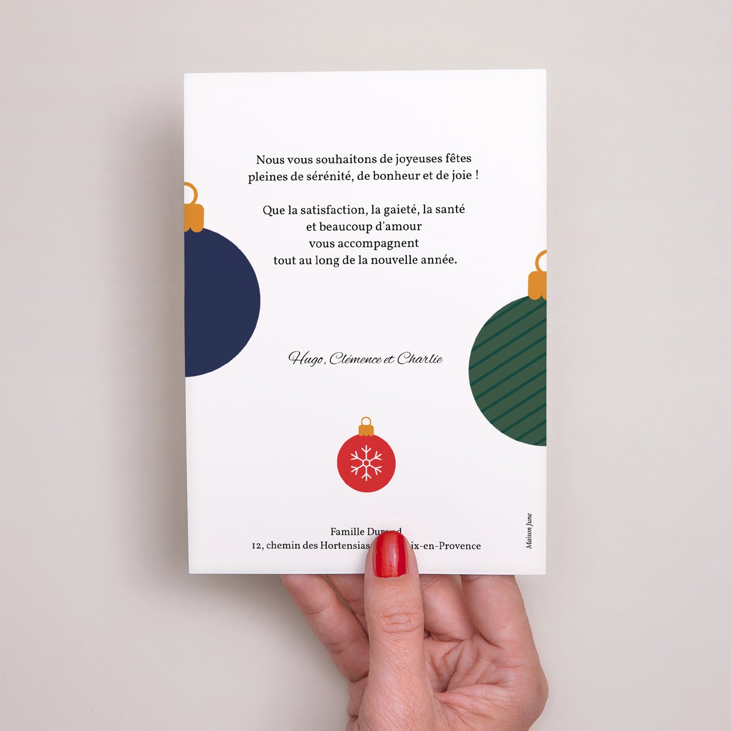 Carte de Noel Fin d'année Portrait Boules de Noël photo N° 3