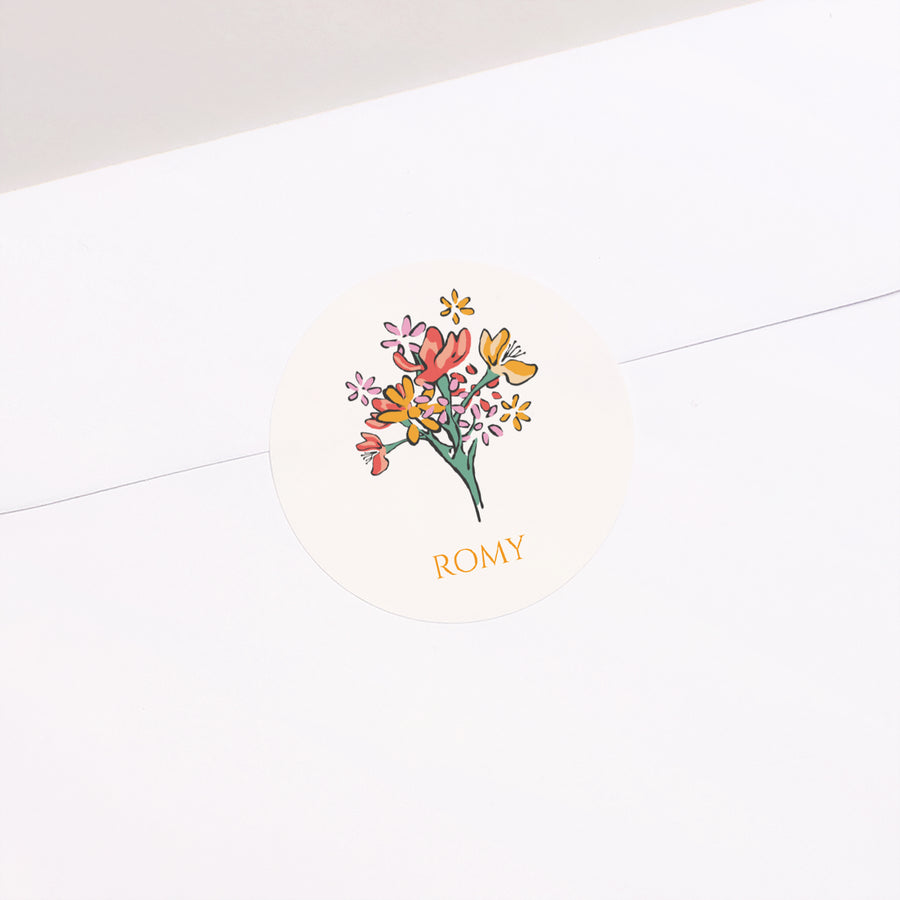 Sticker Naissance Rond Un bouquet de bonheur photo