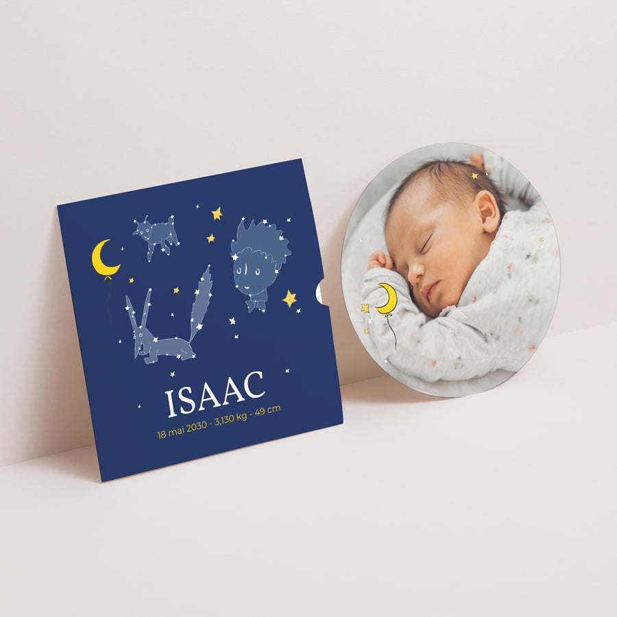 Faire-part Naissance Pochette disque Constellation photo