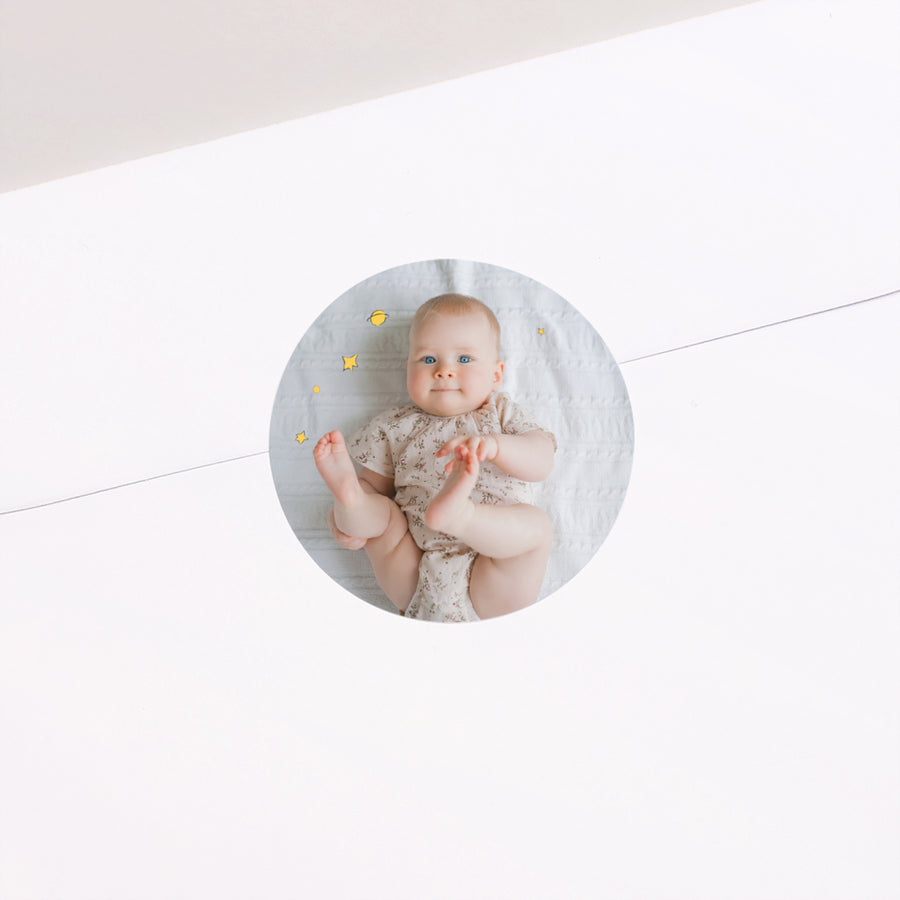 Sticker Naissance Rond Univers de la rose II photo