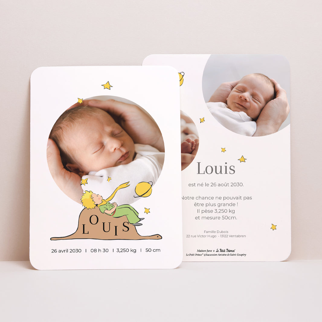 Faire-part Naissance Portrait, bords arrondis Cosmo 2 photo N° 1