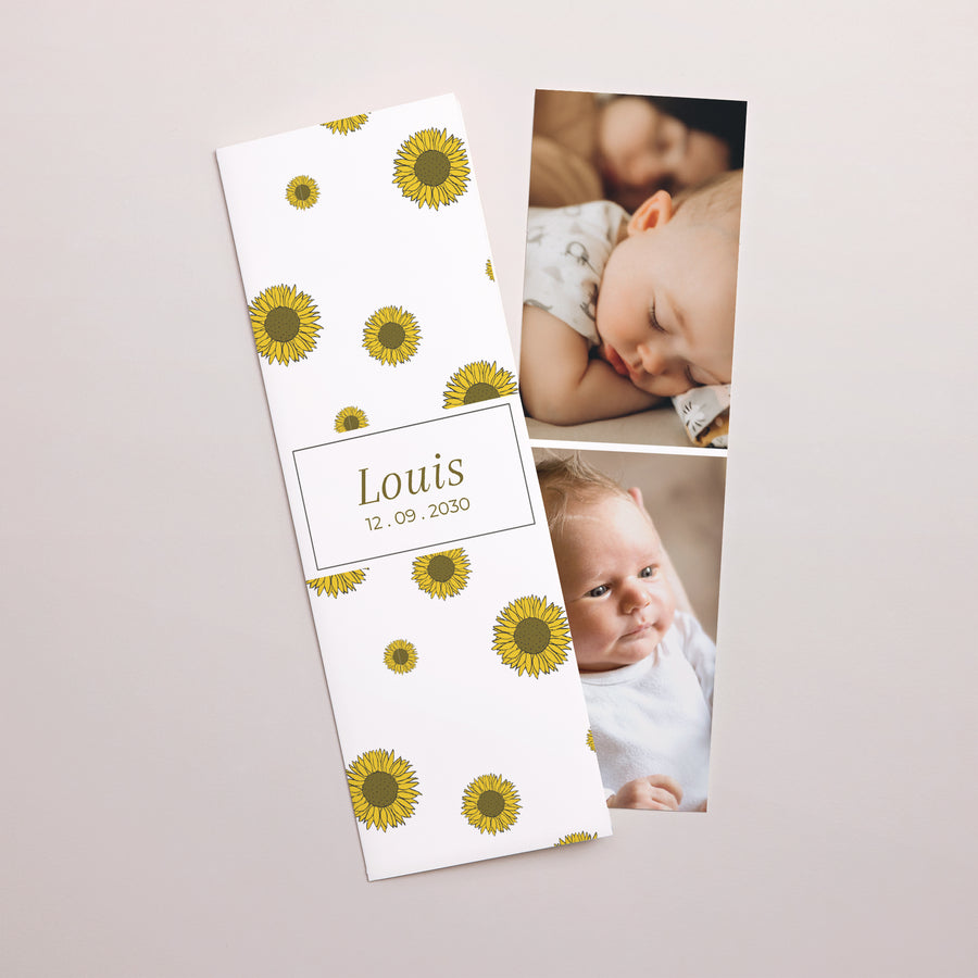 Faire-part Naissance Marque-page photo Tournesol photo