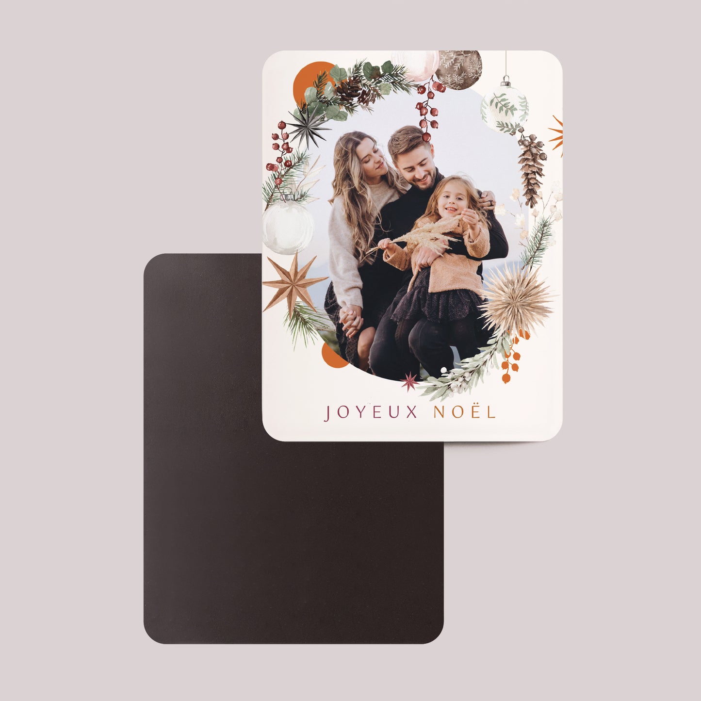 Carte de Noel Fin d'année Lot de 8, magnétique, rectangle coins arrondis Portrait en fête photo N° 2