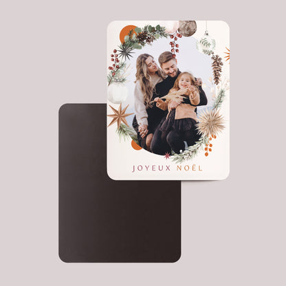 Carte de Noel Fin d'année Lot de 8, magnétique, rectangle coins arrondis Portrait en fête photo N° 2
