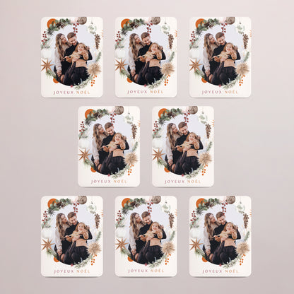 Carte de Noel Fin d'année Lot de 8, magnétique, rectangle coins arrondis Portrait en fête photo N° 3