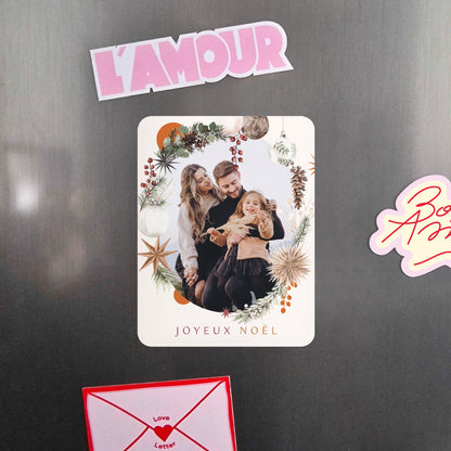 Carte de Noel Fin d'année Lot de 8, magnétique, rectangle coins arrondis Portrait en fête photo N° 4