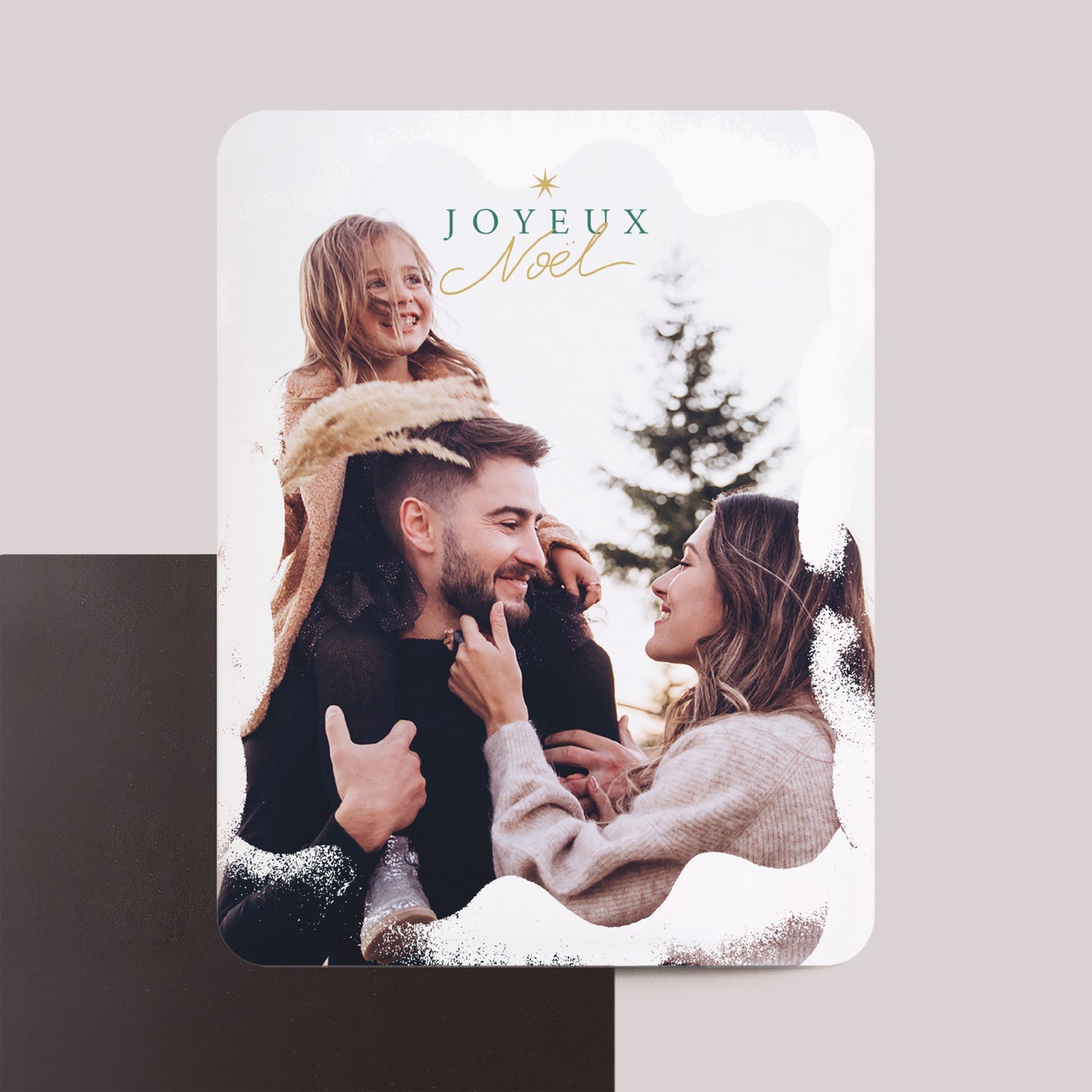 Carte de Noel Fin d'année Lot de 8, magnétique, rectangle coins arrondis Éclats de neige photo N° 1