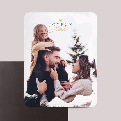 Carte de Noel Fin d'année Lot de 8, magnétique, rectangle coins arrondis Éclats de neige photo N° 1