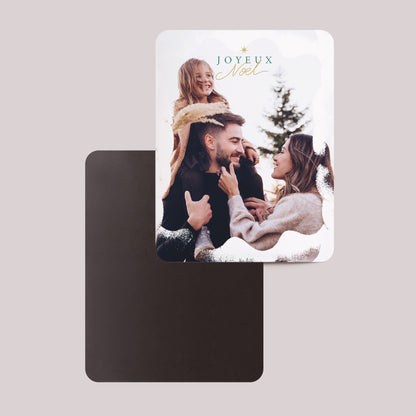 Carte de Noel Fin d'année Lot de 8, magnétique, rectangle coins arrondis Éclats de neige photo N° 2