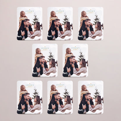 Carte de Noel Fin d'année Lot de 8, magnétique, rectangle coins arrondis Éclats de neige photo N° 3