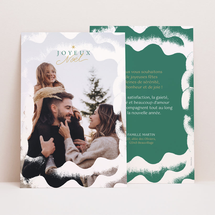 Carte de voeux Fin d'année Portrait Éclats de neige photo