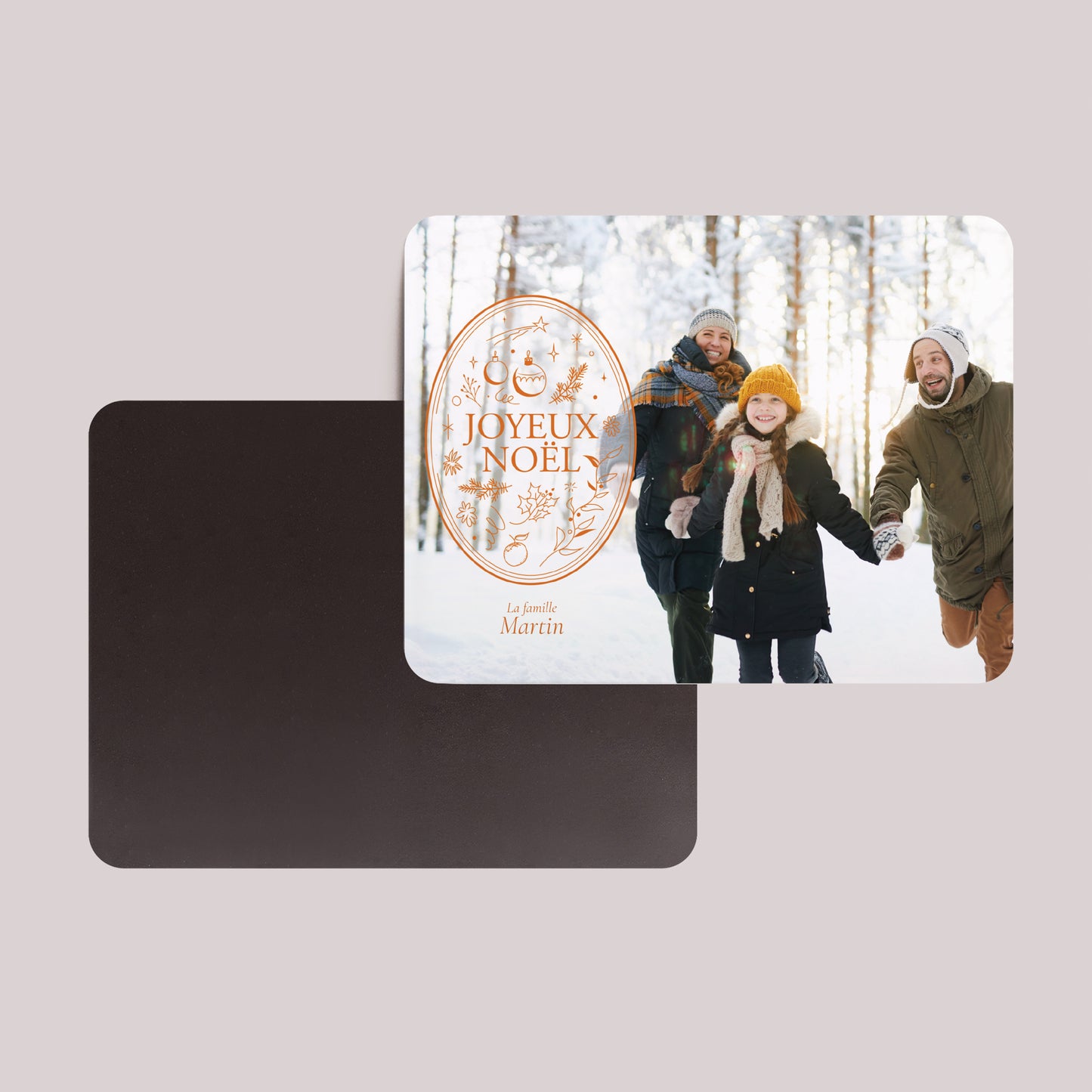 Carte de Noel Fin d'année Lot de 8, magnétique, paysage, rectangle coins arrondis L'emblème photo N° 2