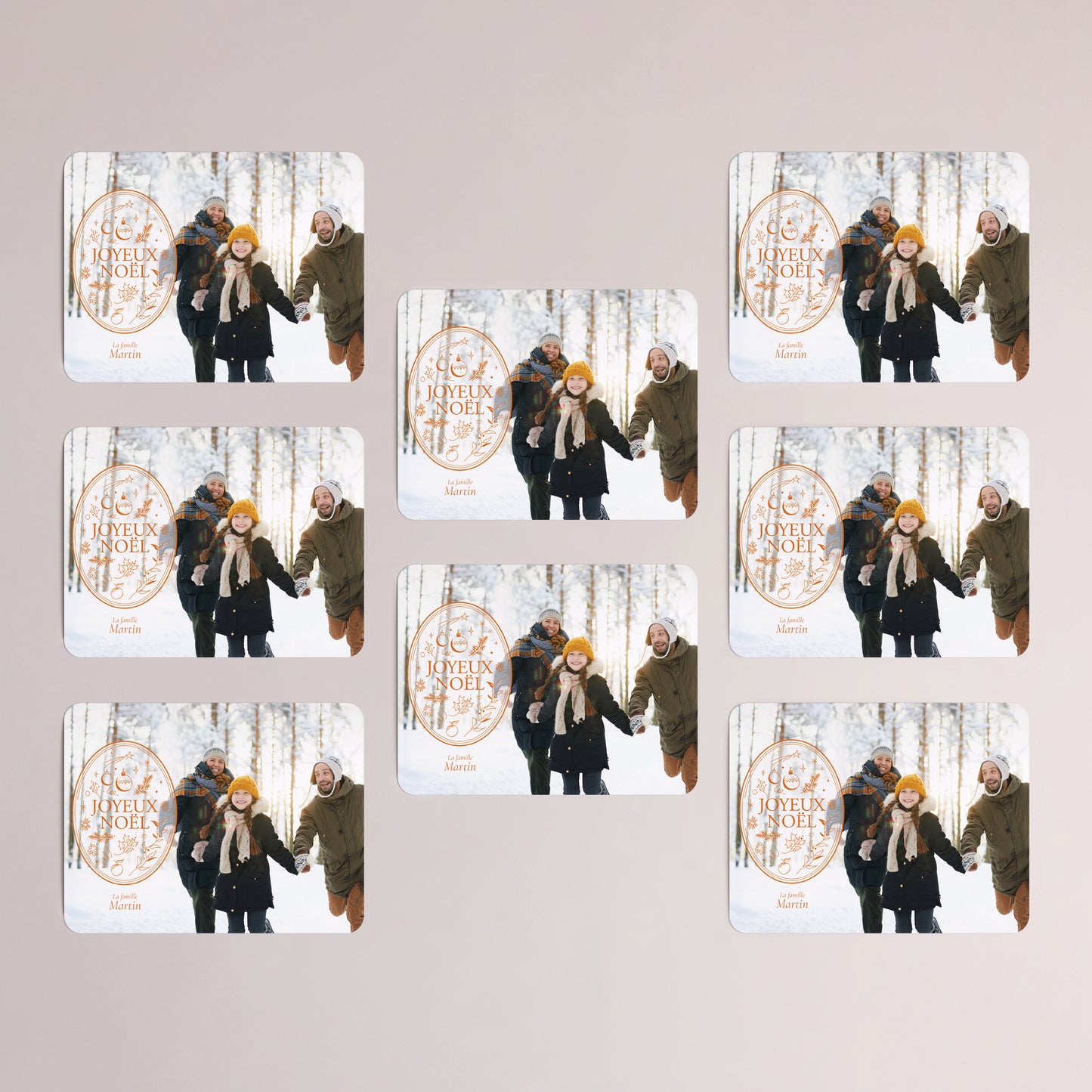 Carte de Noel Fin d'année Lot de 8, magnétique, paysage, rectangle coins arrondis L'emblème photo N° 3