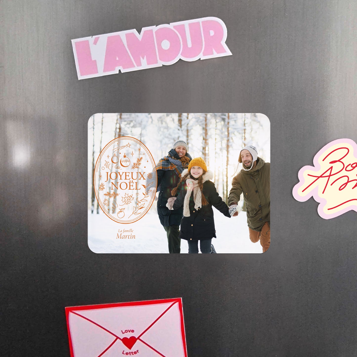 Carte de Noel Fin d'année Lot de 8, magnétique, paysage, rectangle coins arrondis L'emblème photo N° 4