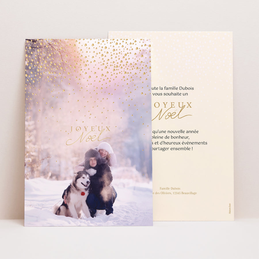 Carte de Noel Fin d'année Portrait Neige dorée II photo