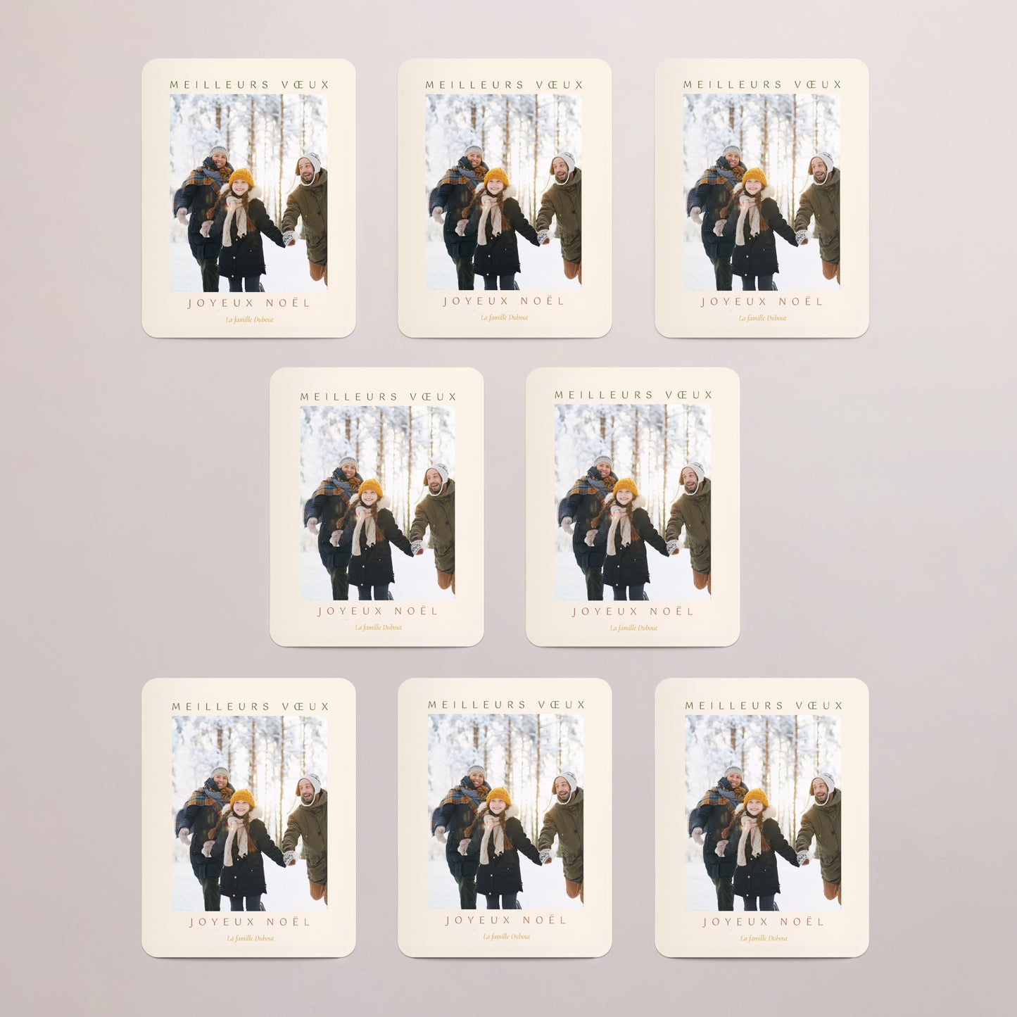 Carte de Noel Fin d'année Lot de 8, magnétique, rectangle coins arrondis Dakota photo N° 3