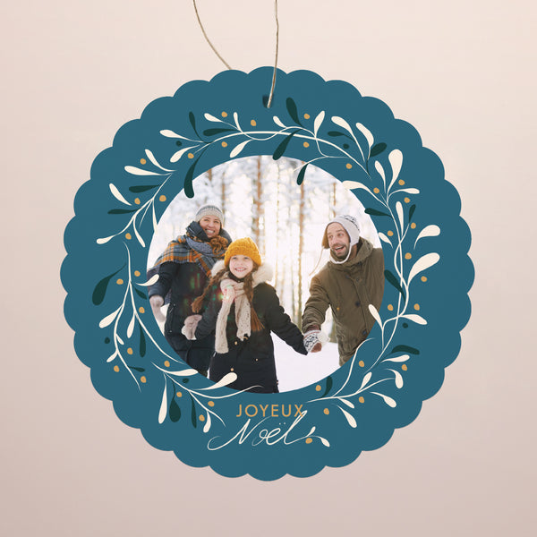 Carte de Noel Fin d'année À suspendre Houx et bonheur photo