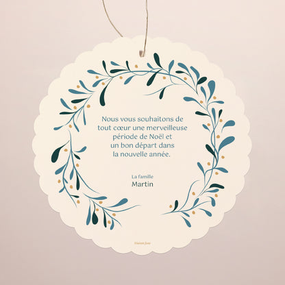 Carte de Noel Fin d'année À suspendre Houx et bonheur photo N° 2