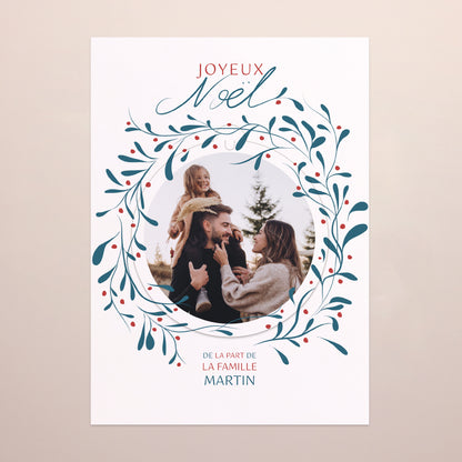 Carte de Noel Fin d'année Détachable Couronne de Houx photo N° 2