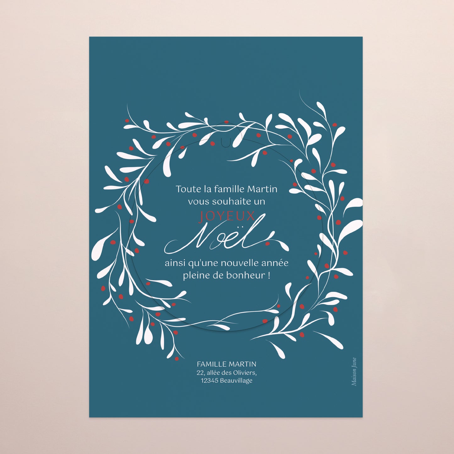 Carte de Noel Fin d'année Détachable Couronne de Houx photo N° 3