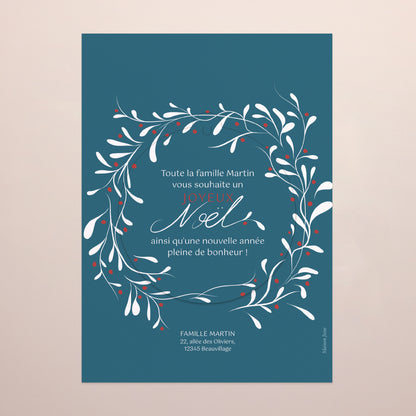 Carte de Noel Fin d'année Détachable Couronne de Houx photo N° 3