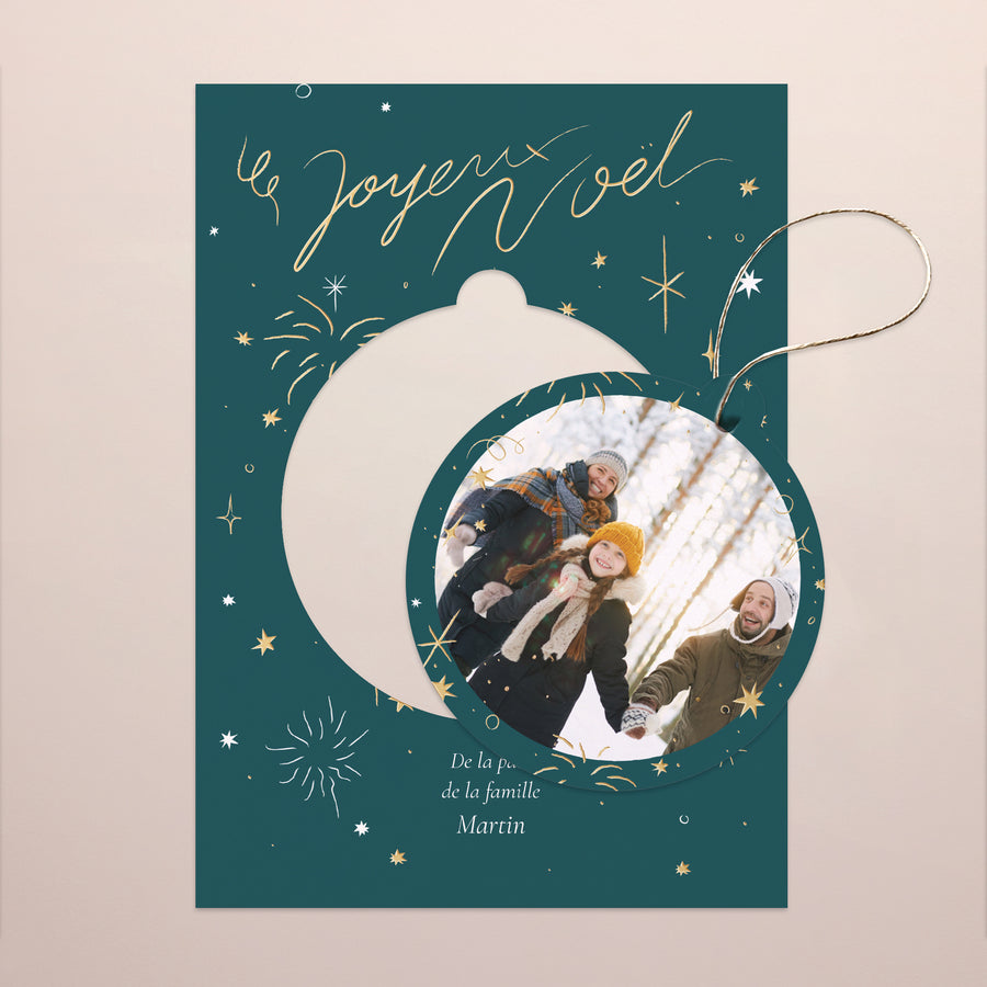 Carte de Noel Fin d'année Détachable Vœux festifs photo