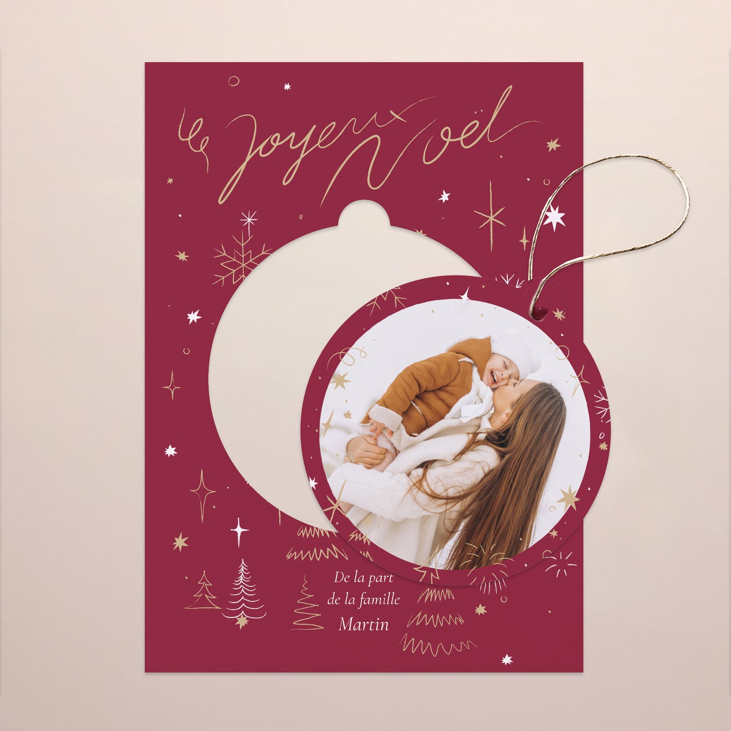 Carte de voeux Fin d'année Détachable Rayonnement de Noël photo N° 1