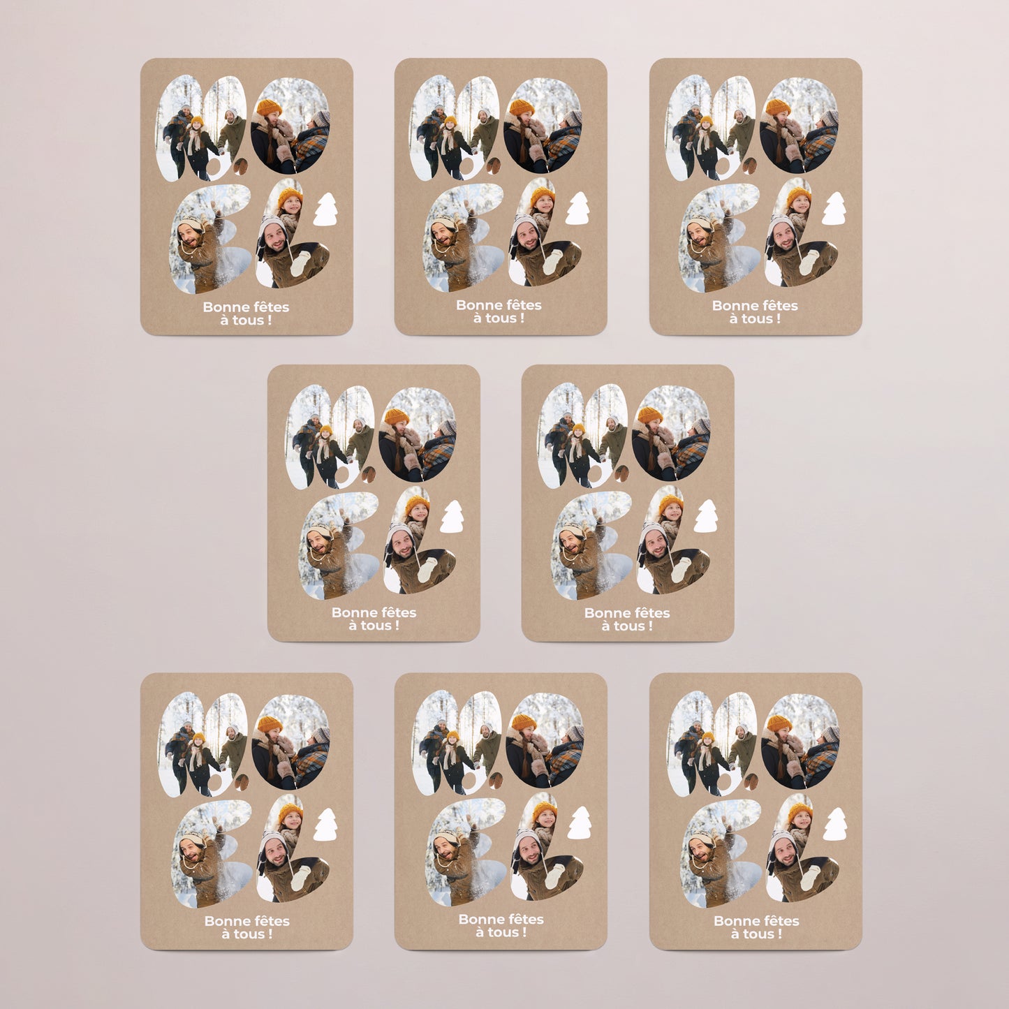 Carte de Noel Fin d'année Lot de 8, magnétique, rectangle coins arrondis Montana photo N° 3
