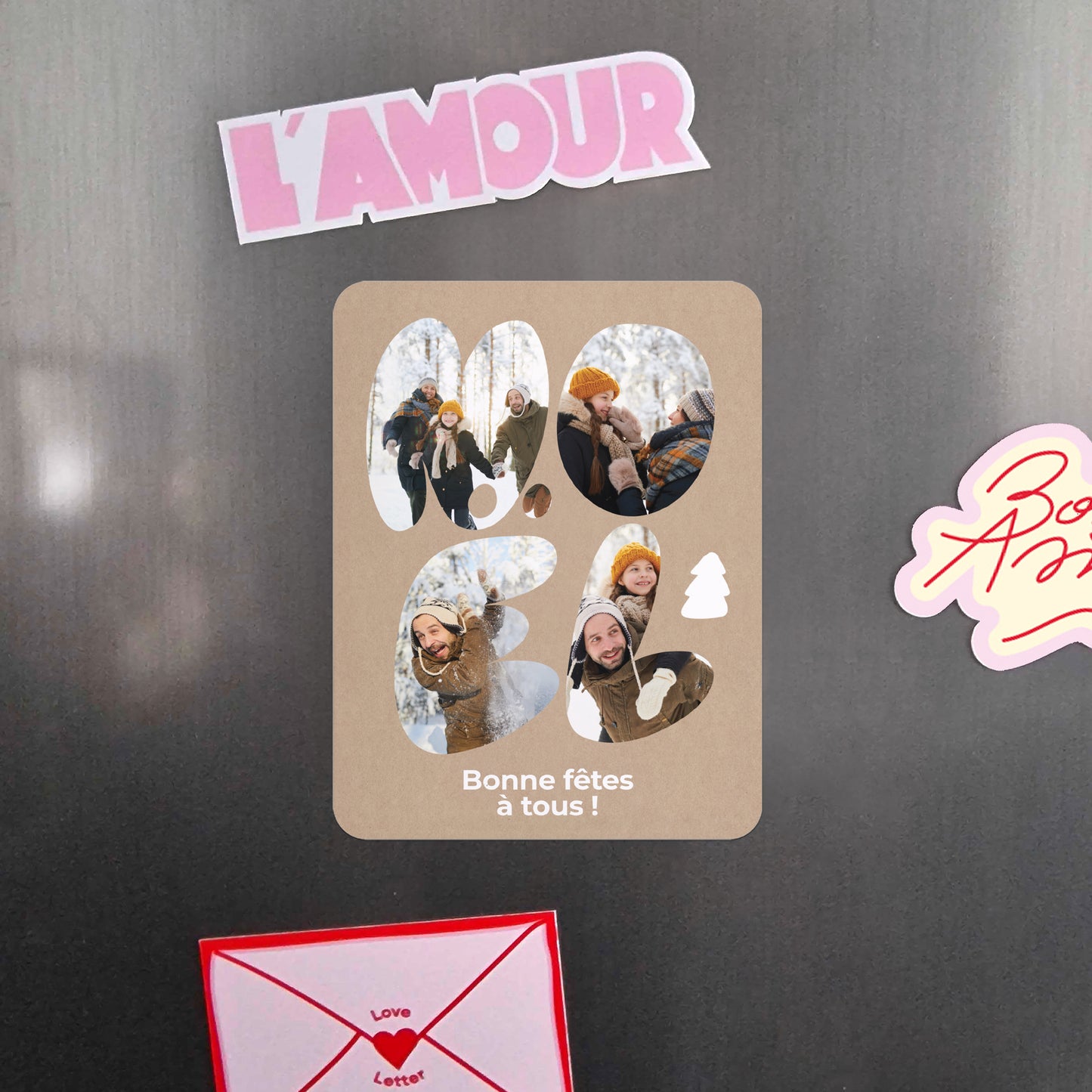 Carte de Noel Fin d'année Lot de 8, magnétique, rectangle coins arrondis Montana photo N° 4